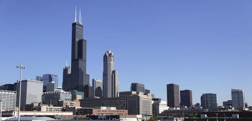 Panorama Chicaga. Nejvyšší mrakodrap - Willis Tower (Sears Tower).